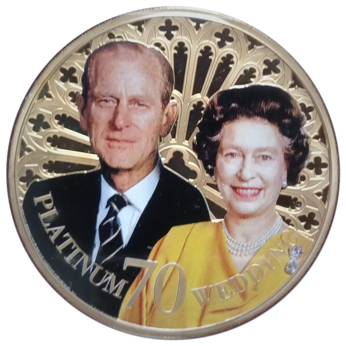 Guernsey 50 Pence - Elizabeth II Platinum Wedding - Portrait from 1985 reverse
