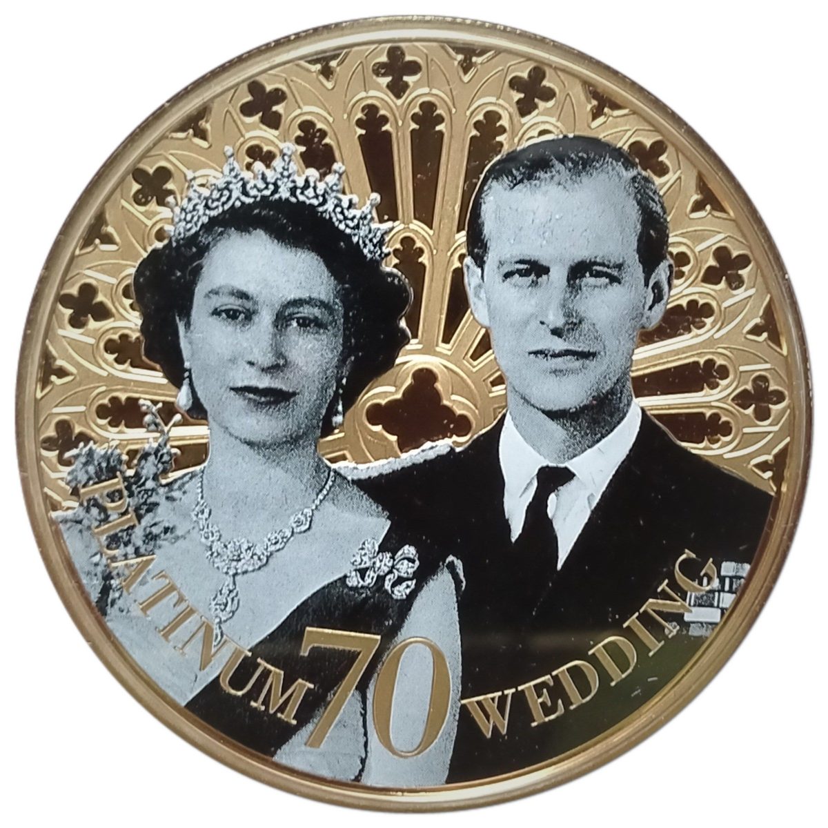 Guernsey 50 Pence - Elizabeth II Platinum Wedding - Portrait from 1953 reverse