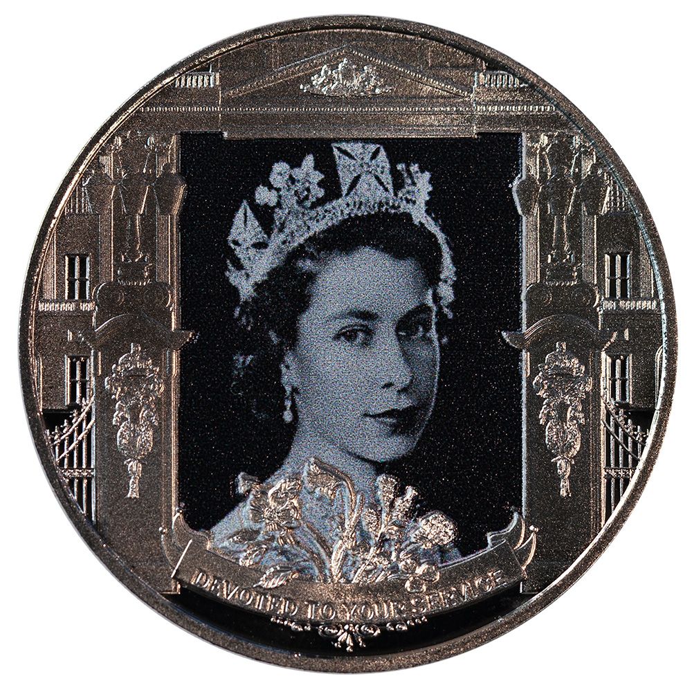 Gibraltar ½ Crown In the name of Elizabeth II; Devoted to Your Service reverse