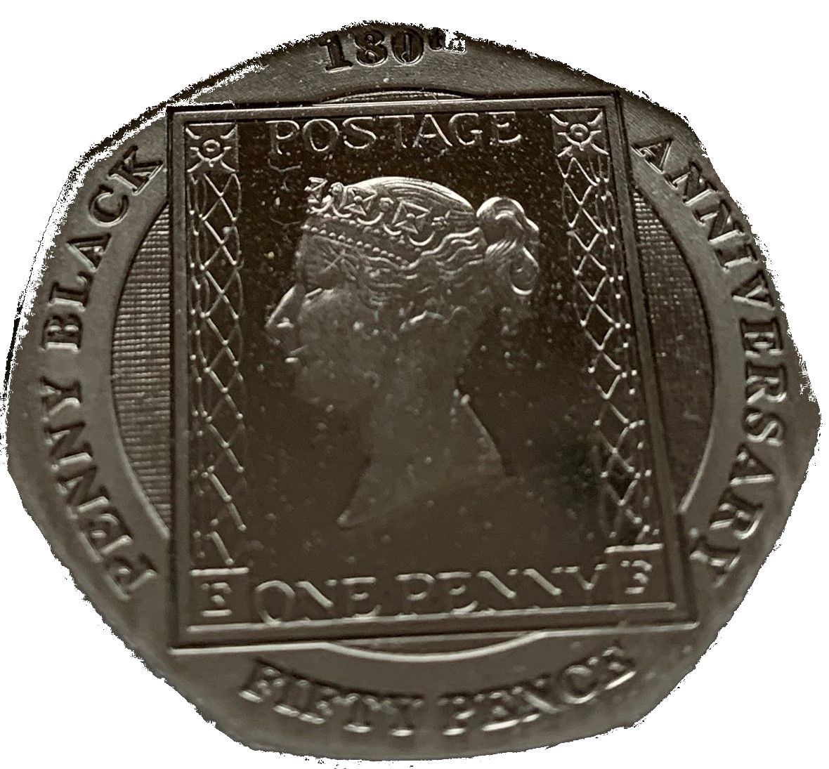 Gibraltar 50 Pence - Elizabeth II 180th Anniversary of the Penny Black; Silver