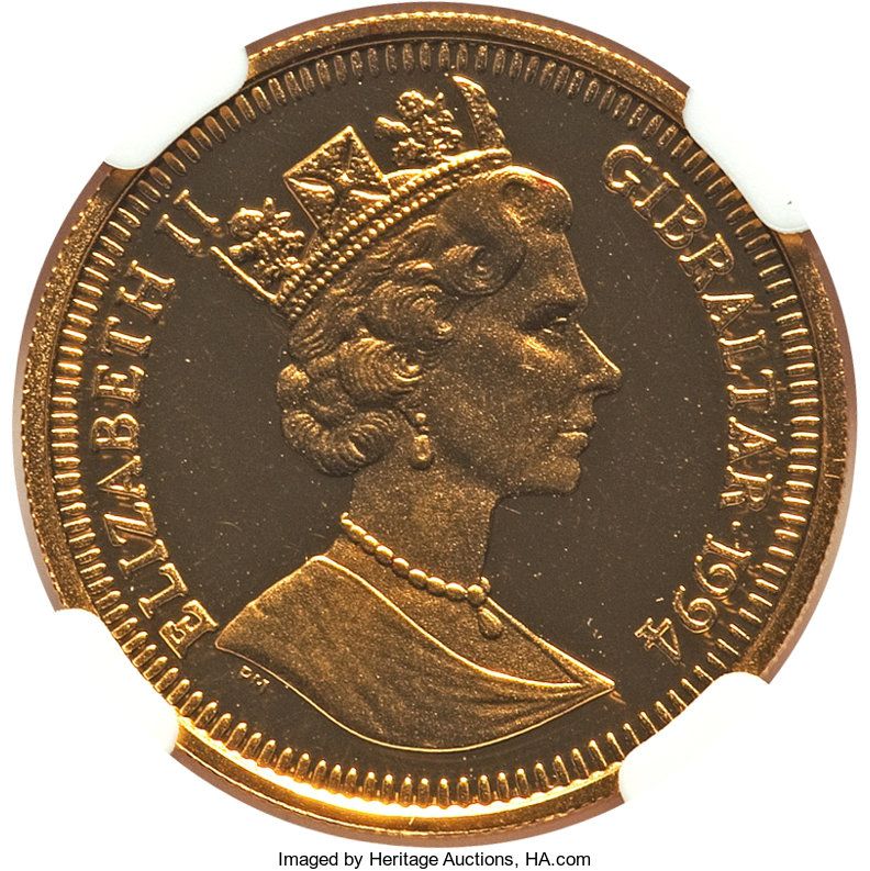 Gibraltar ⅕ Royal - Elizabeth II Pekingese Dog obverse
