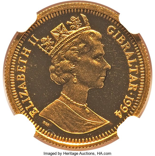 Gibraltar ⅒ Royal - Elizabeth II Pekingese Dog obverse