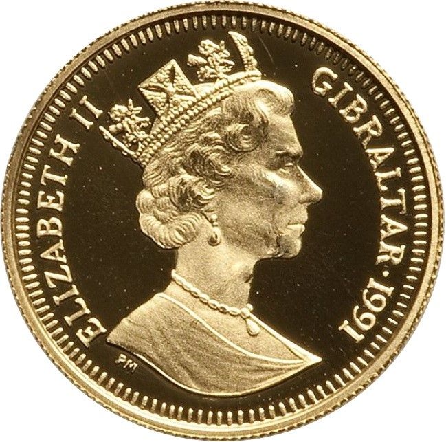 Gibraltar ⅒ Crown - Elizabeth II Discus obverse