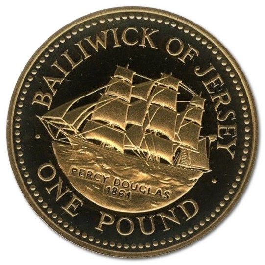Jersey 1 Pound - Elizabeth II Clipper, Percy Douglas; Gold Proof