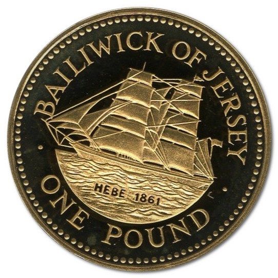 Jersey 1 Pound - Elizabeth II Brig, Hebe; Gold Proof