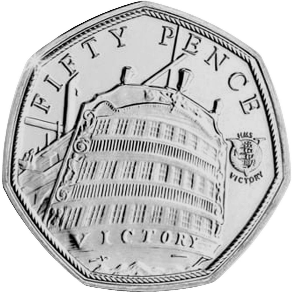 Jersey 50 Pence - Elizabeth II HMS Victory, stern of the ship