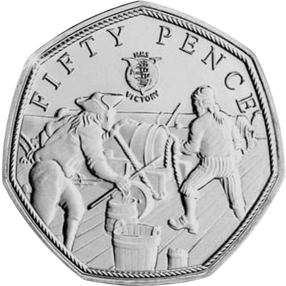 Jersey 50 Pence - Elizabeth II HMS Victory, cannons firing