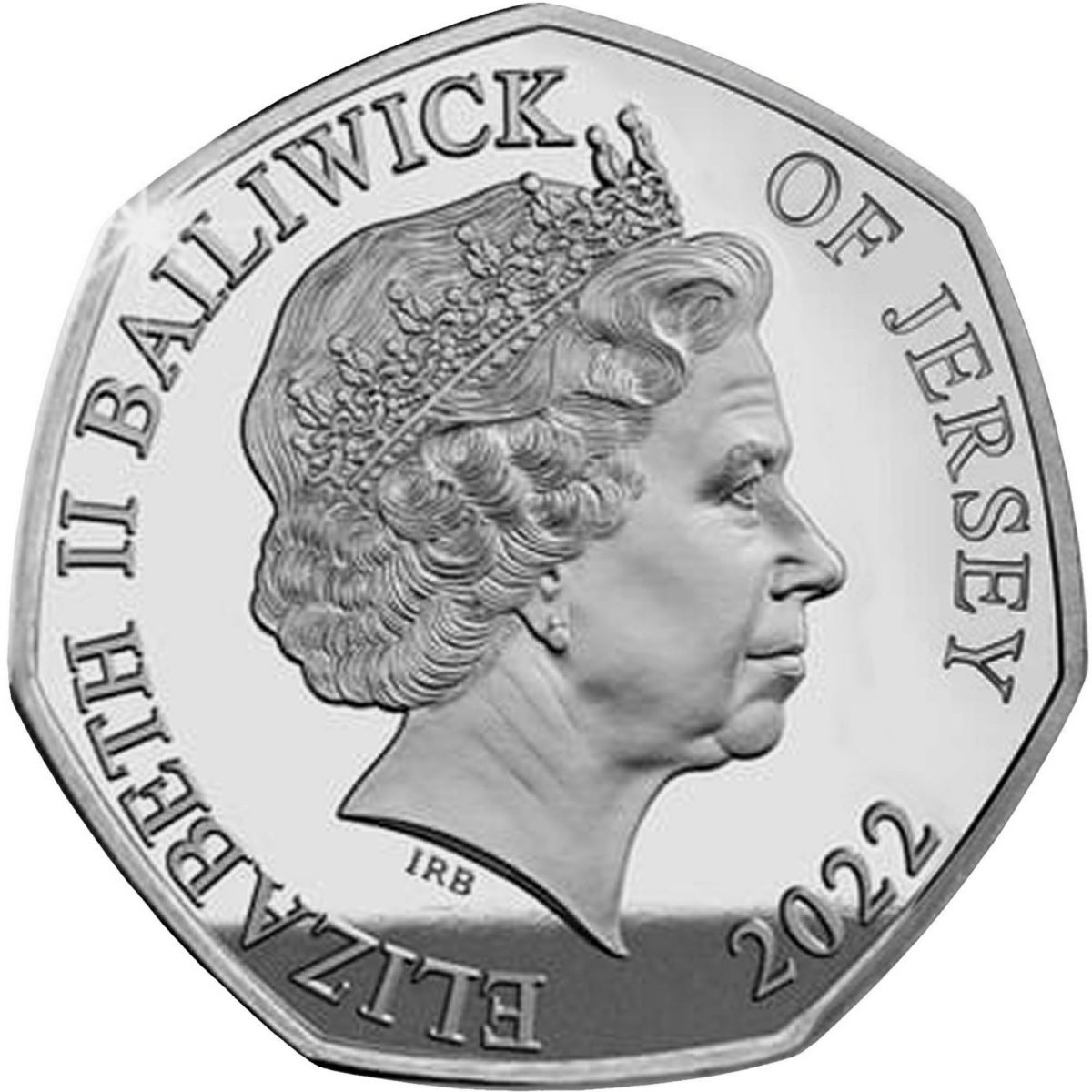 Jersey 50 Pence - Elizabeth II HMS Victory, cannons firing; Silver obverse