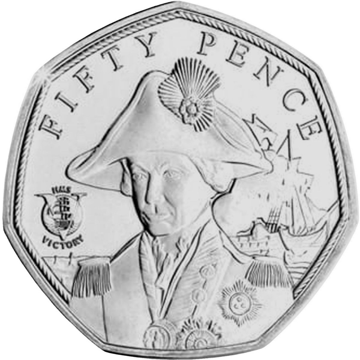 Jersey 50 Pence - Elizabeth II HMS Victory, portrait of Nelson