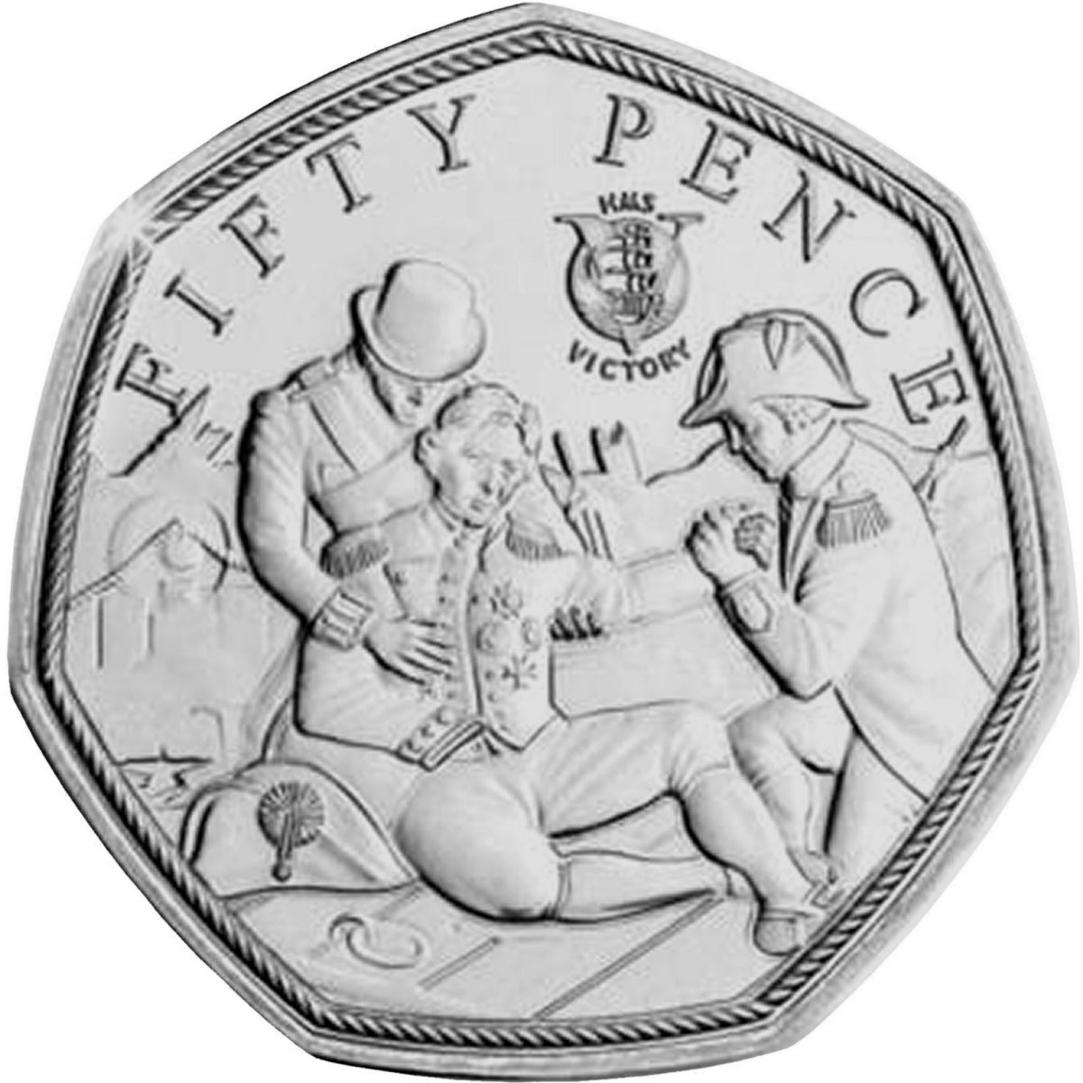 Jersey 50 Pence - Elizabeth II HMS Victory, struck by musket ball reverse