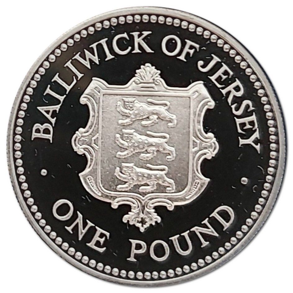 Jersey 1 Pound - Elizabeth II Shield of Arms; Silver Proof