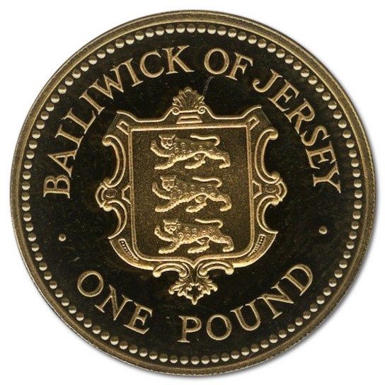 Jersey 1 Pound - Elizabeth II Shield of Arms; Gold Proof