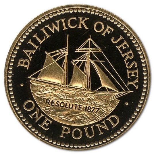 Jersey 1 Pound - Elizabeth II Schooner, Resolute; Gold Proof