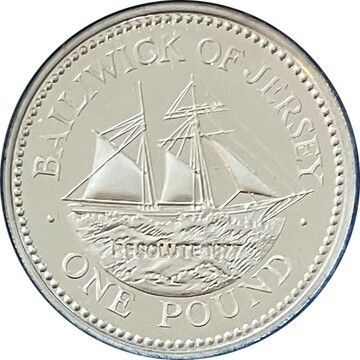 Jersey 1 Pound - Elizabeth II Schooner, Resolute; Silver Proof