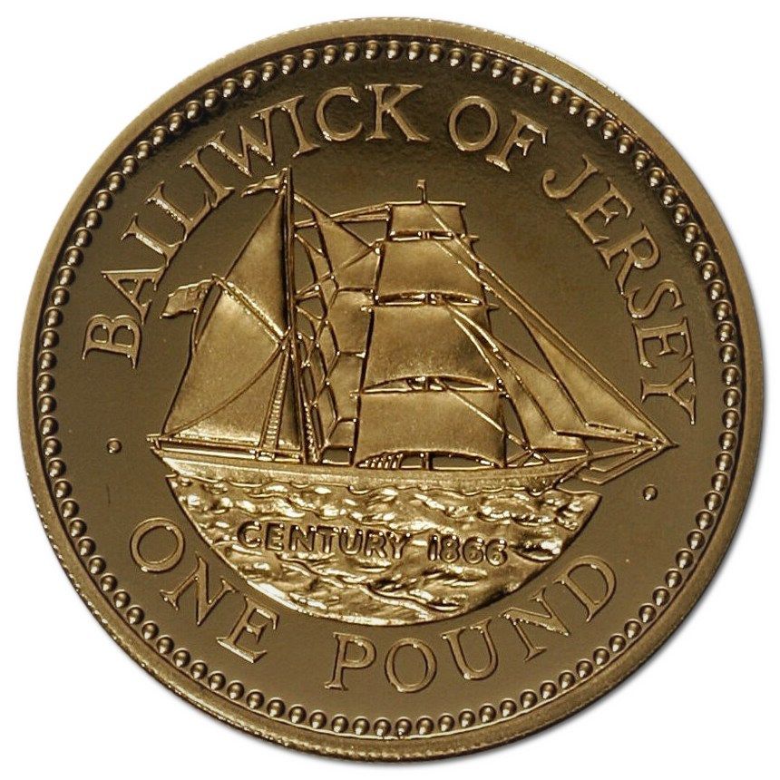 Jersey 1 Pound - Elizabeth II Brigantine, Century; Gold Proof