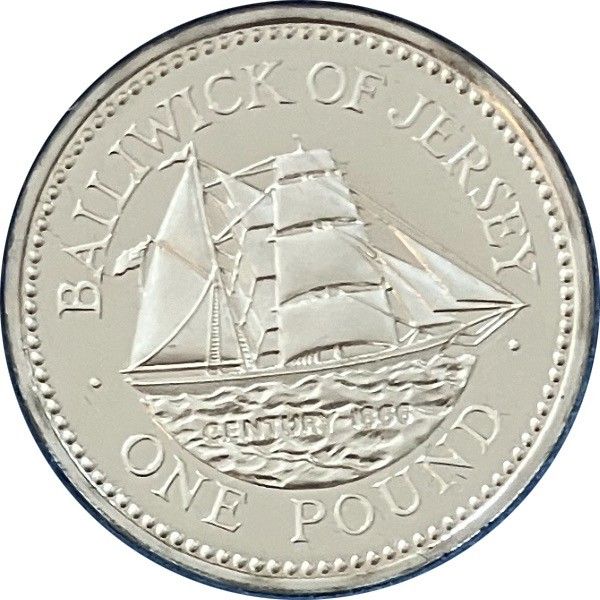 Jersey 1 Pound - Elizabeth II Brigantine, Century; Silver Proof