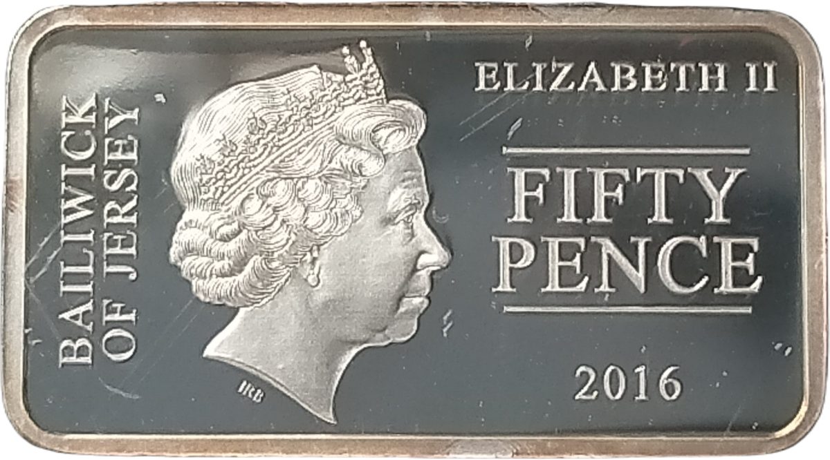 Jersey 50 Pence - Elizabeth II Bayeux Tapestry - 12 Missing scene obverse