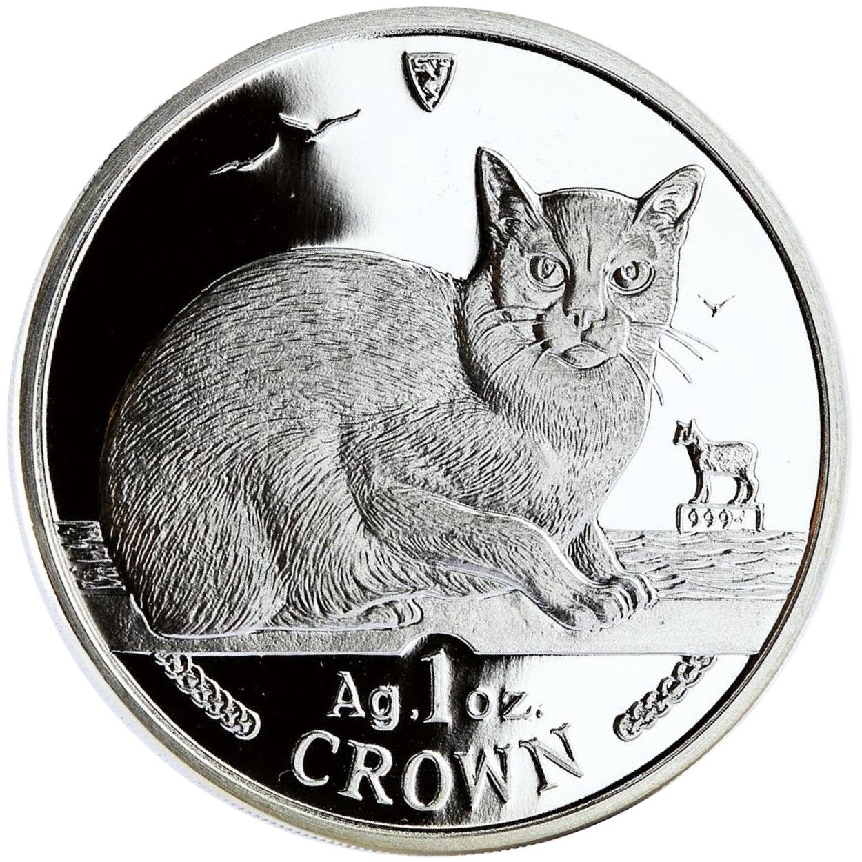 Isle of Man 1 Crown - Elizabeth II Burmese Cat; Silver reverse