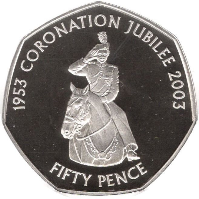 Guernsey 50 Pence - Elizabeth II Coronation Jubilee; Silver proof