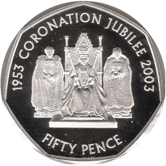 Guernsey 50 Pence - Elizabeth II Coronation Jubilee; Silver proof