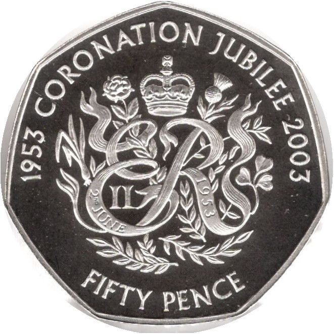 Guernsey 50 Pence - Elizabeth II Coronation Jubilee; Silver proof