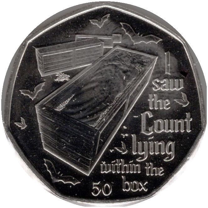 Gibraltar 50 Pence - Elizabeth II The Coffin reverse
