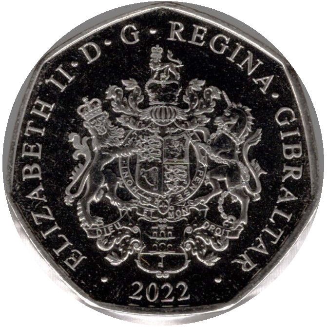 Gibraltar 50 Pence - Elizabeth II The Castle obverse