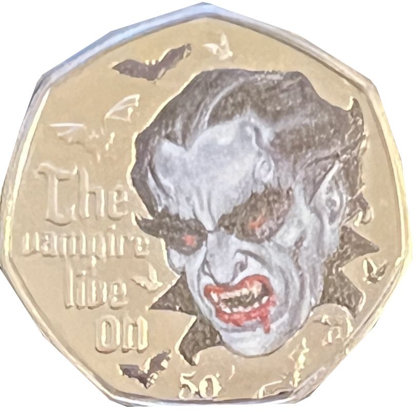Gibraltar 50 Pence - Elizabeth II Dracula; Colourised