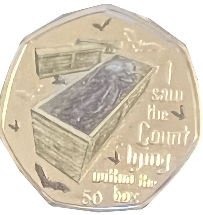Gibraltar 50 Pence - Elizabeth II The Coffin; Colourised reverse