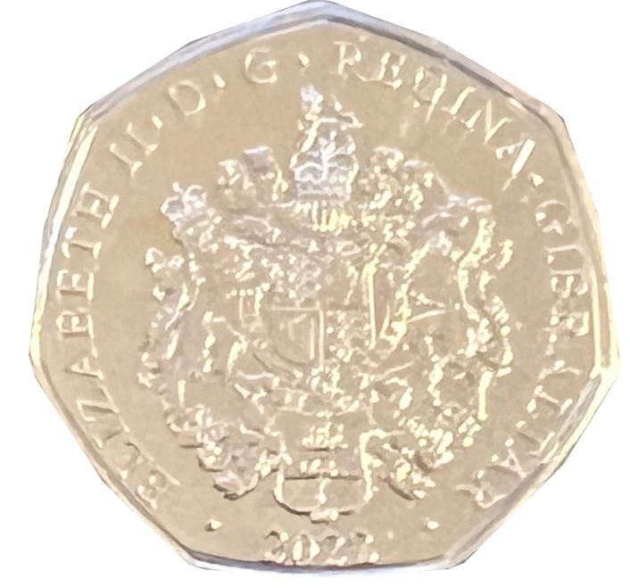 Gibraltar 50 Pence - Elizabeth II The Castle; Colourised obverse