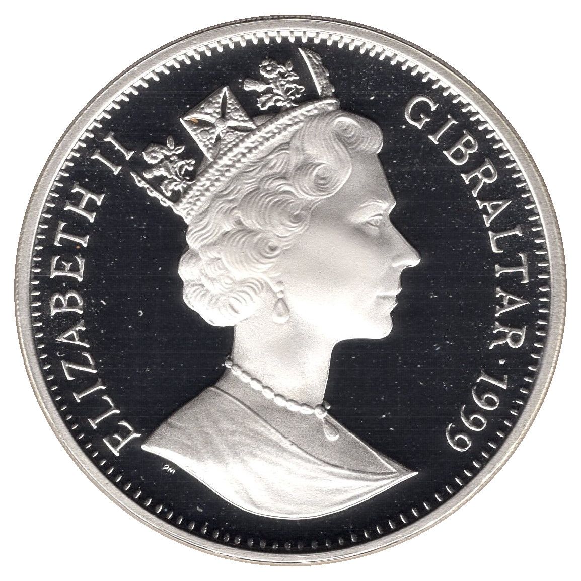 Gibraltar 1 Crown - Elizabeth II 1936 Family Portrait; Silver proof obverse