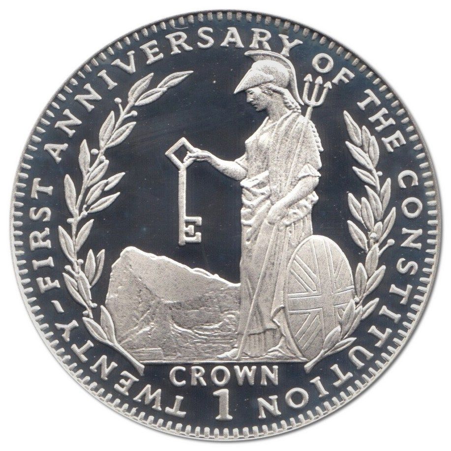Gibraltar 1 Crown - Elizabeth II Constitution; Silver Proof