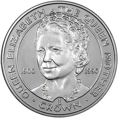 Gibraltar 1 Crown - Elizabeth II Queen Mother; Silver Proof