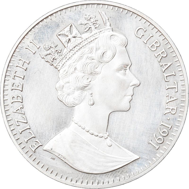 Gibraltar 1 Crown - Elizabeth II Long-jump; Silver Proof obverse