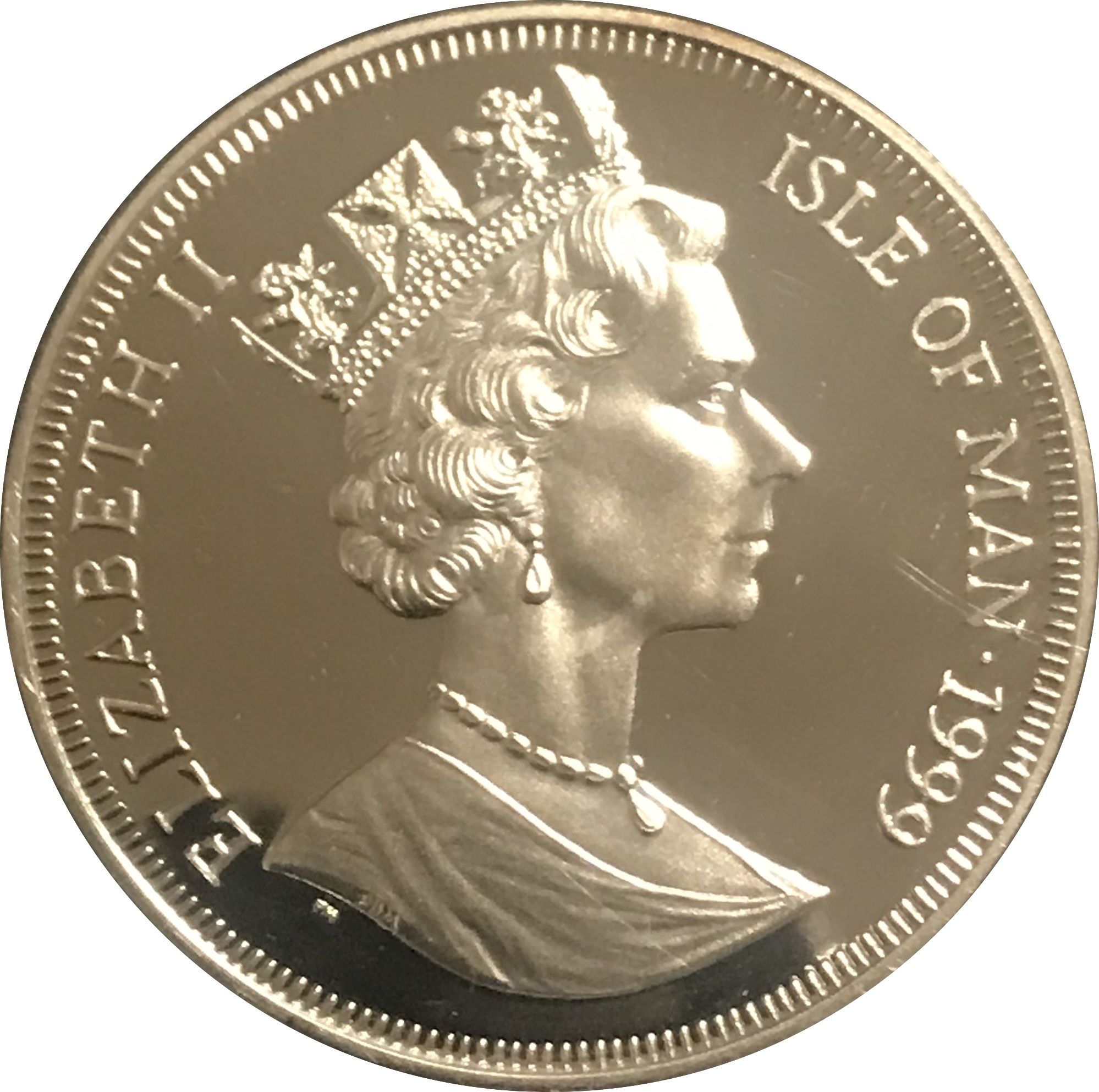 Isle of Man 1 Crown - Elizabeth II Blue British Short Hair Cat; Silver obverse