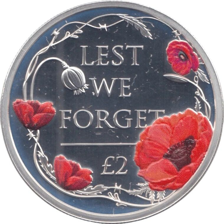 Alderney 2 Pounds - Elizabeth II Remembrance Day; Silver