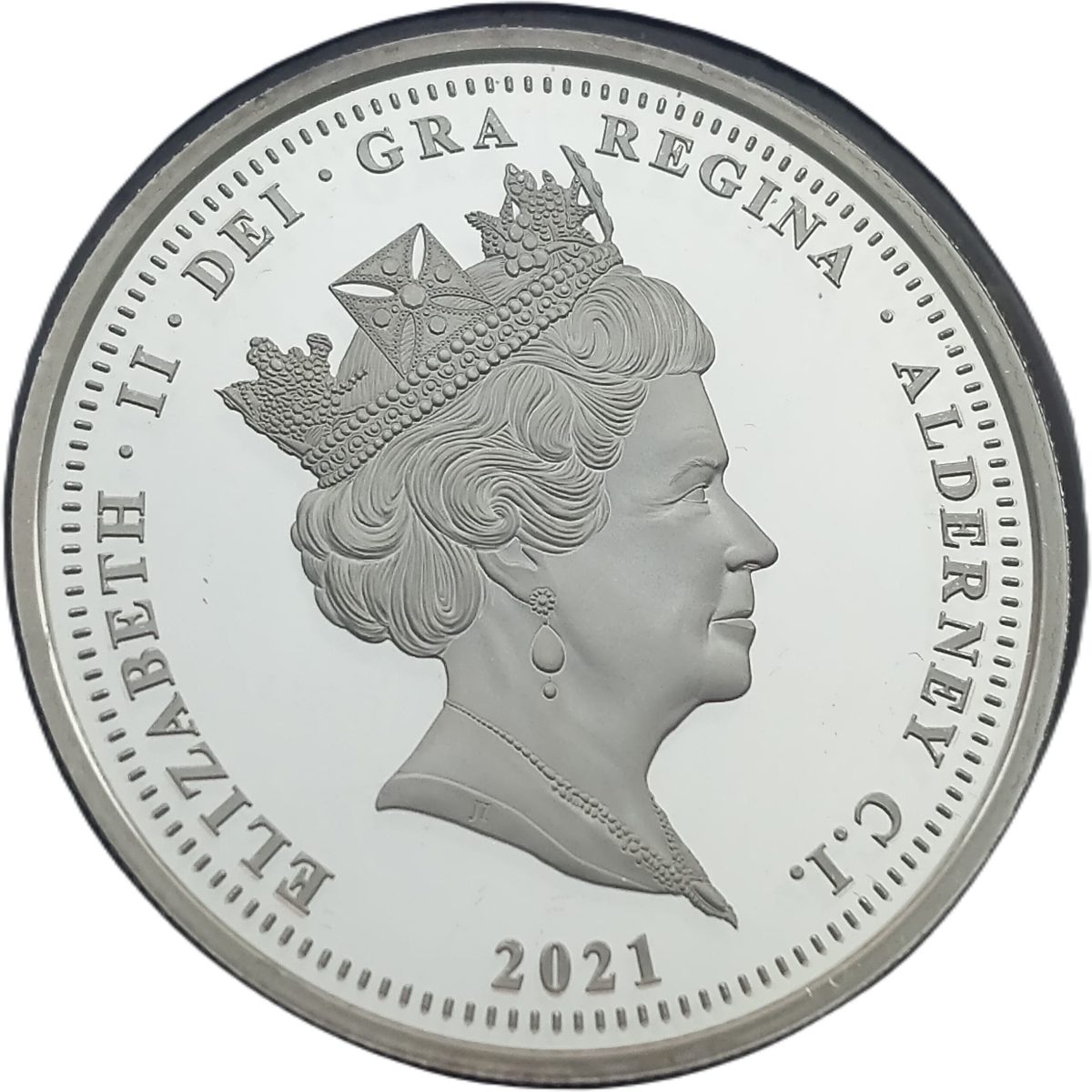 Alderney 5 Pounds - Elizabeth II RNLI; Roy Barker I; Silver Plated Coloured obverse