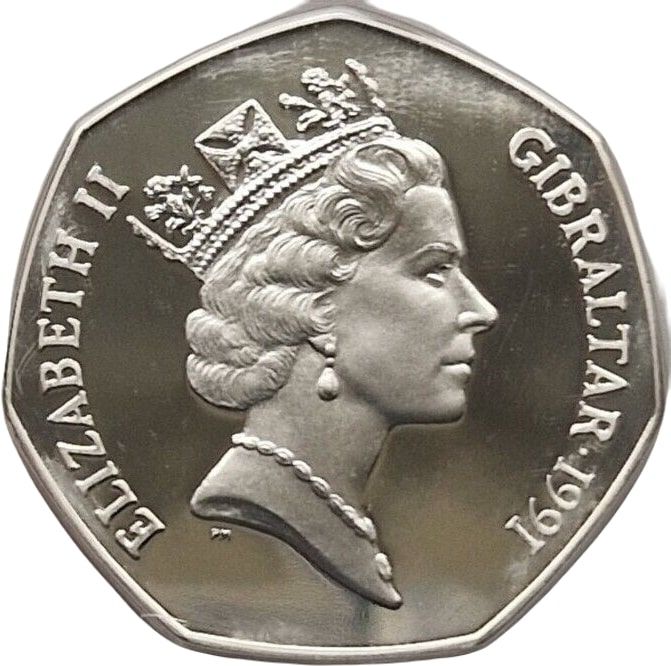 Gibraltar 50 Pence - Elizabeth II Christmas; Silver Proof obverse