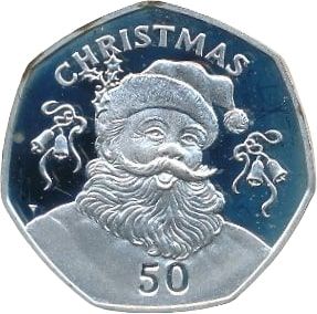 Gibraltar 50 Pence - Elizabeth II Christmas; Silver Proof reverse