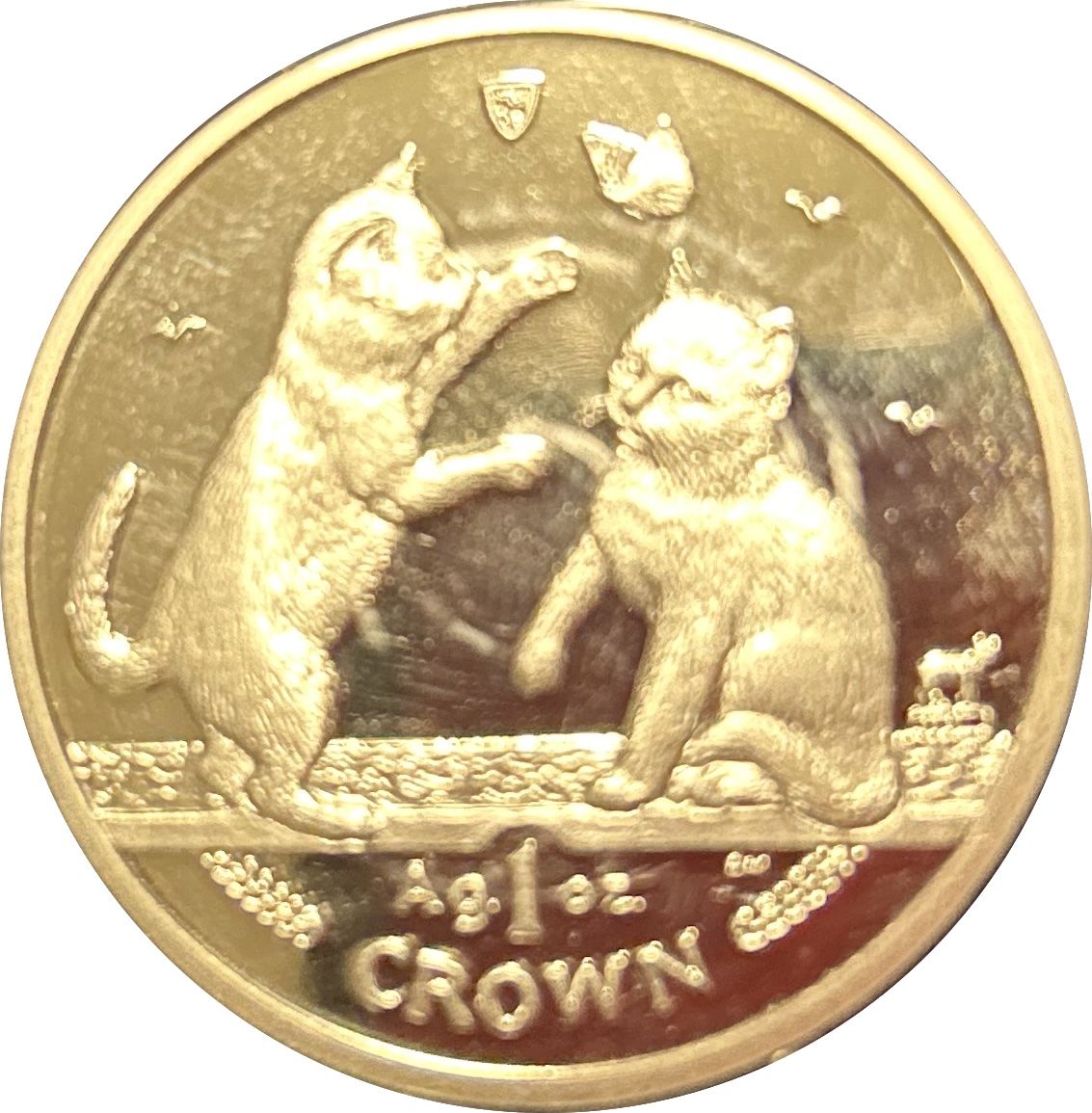 Isle of Man 1 Crown - Elizabeth II Tonkinese Cat; Silver reverse