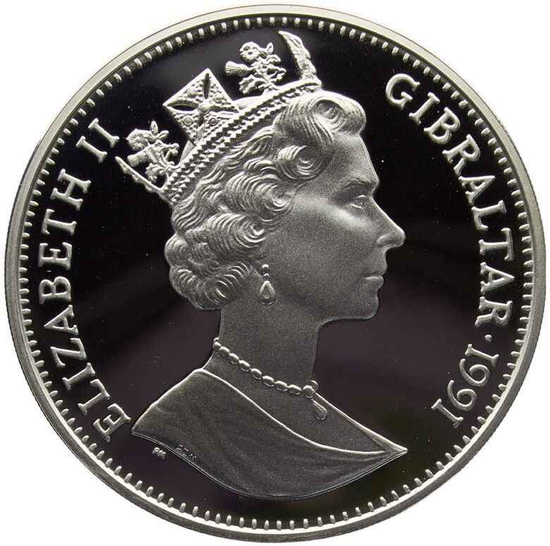 Gibraltar 1 Crown - Elizabeth II Royal Yacht 'Britannia'; Silver Proof obverse