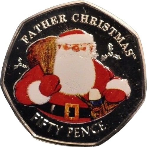 Gibraltar 50 Pence - Elizabeth II Christmas; Silver Proof reverse