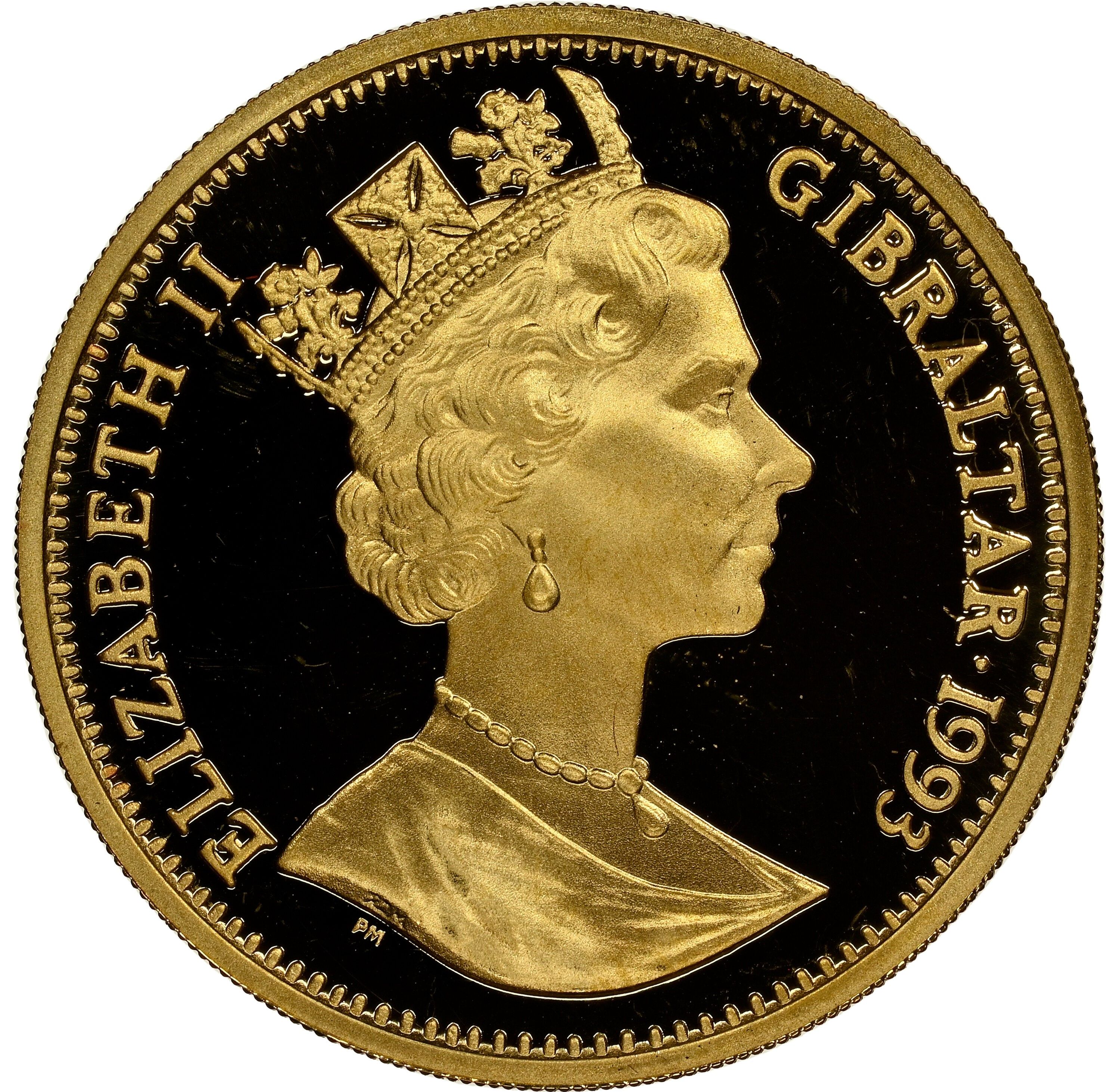 Gibraltar ½ Crown - Elizabeth II Japanese Royal Wedding - Peacocks in profil obverse