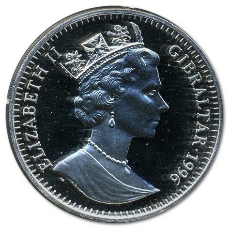Gibraltar 1 Crown - Elizabeth II Roses; Silver Proof obverse
