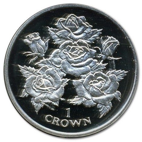 Gibraltar 1 Crown - Elizabeth II Roses; Silver Proof reverse