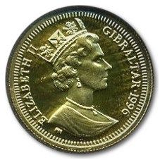 Gibraltar ⅒ Crown - Elizabeth II Roses obverse
