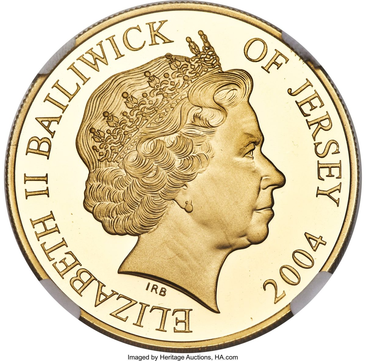 Jersey 5 Pounds - Elizabeth II D-Day; Gold Proof obverse