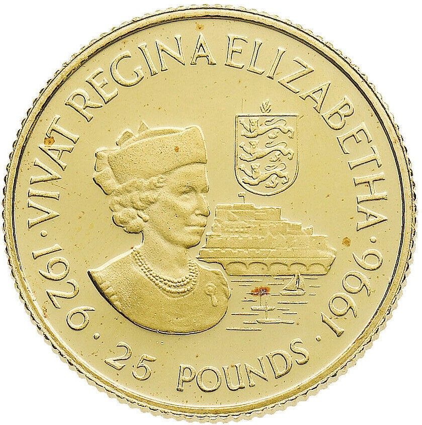 Guernsey 25 Pounds - Elizabeth II 70th Birthday reverse