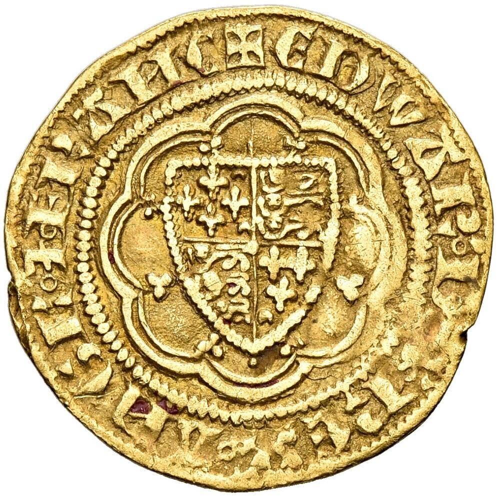 ¼ Noble - Edward III Pre-treaty period; class B obverse