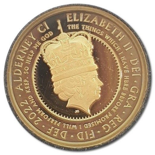 Alderney ¼ Sovereign - Elizabeth II Platinum Jubilee - Queen on throne obverse